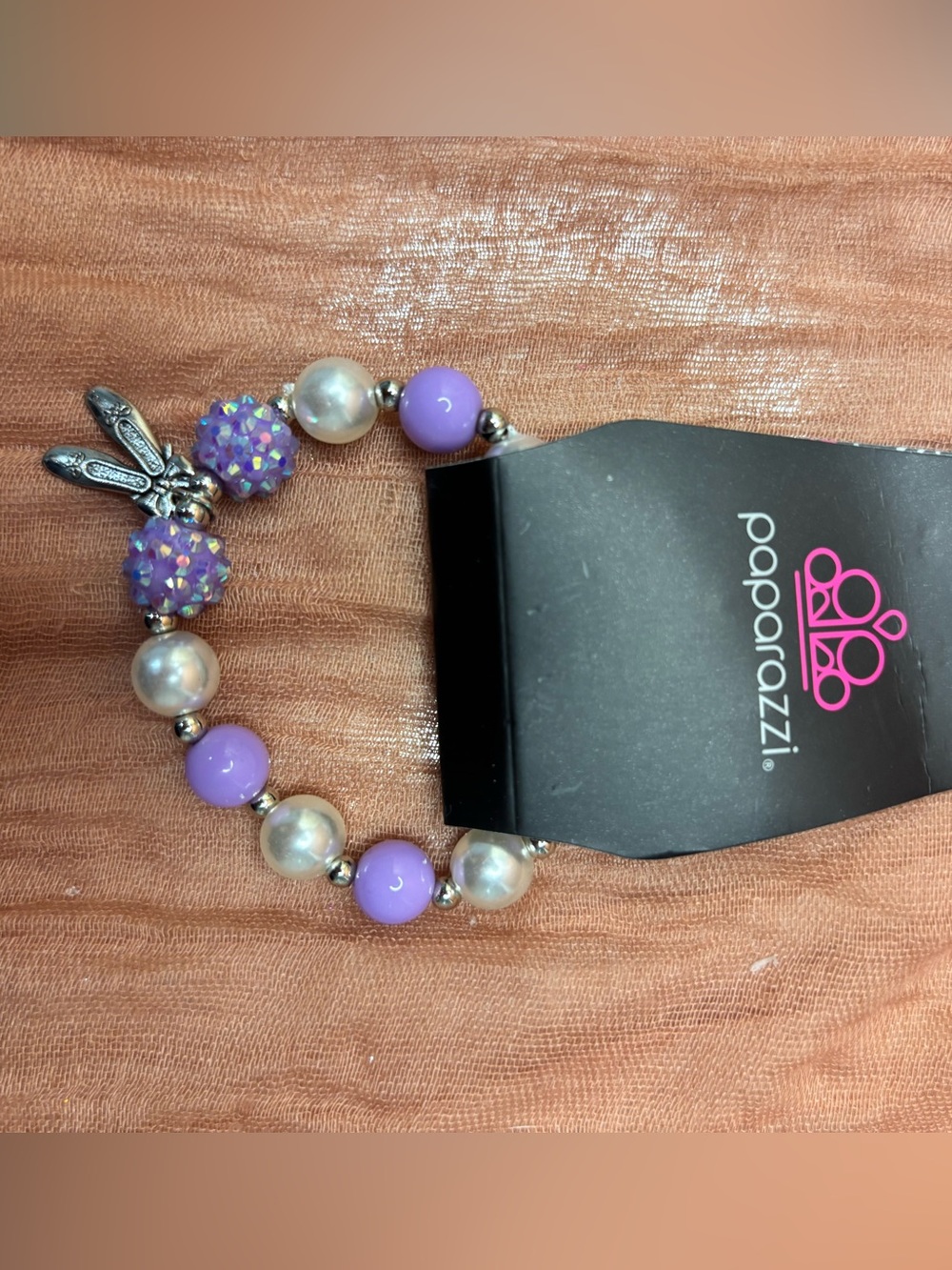 paparazzi Lavender & Pearl Beaded Stretch Bracelet
